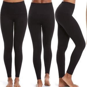 High waisted spanx black leggings compression shape wear look at me now NWOT